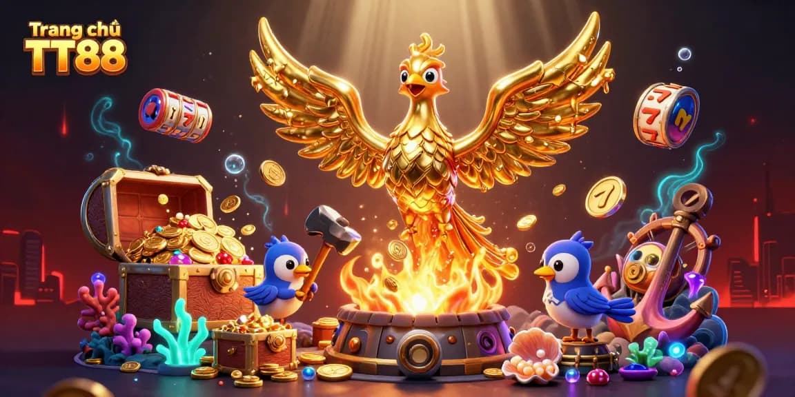 Experience the thrilling gameplay at Trang chủ TT88 with captivating golden phoenix emerging from a casino adventure.