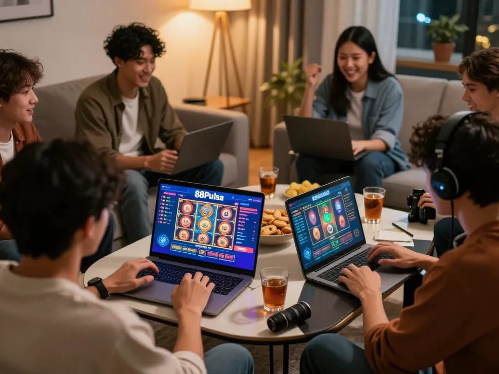 Bergabung dalam permainan slot online di 88Pulsa dengan teman-teman di suasana yang nyaman.
