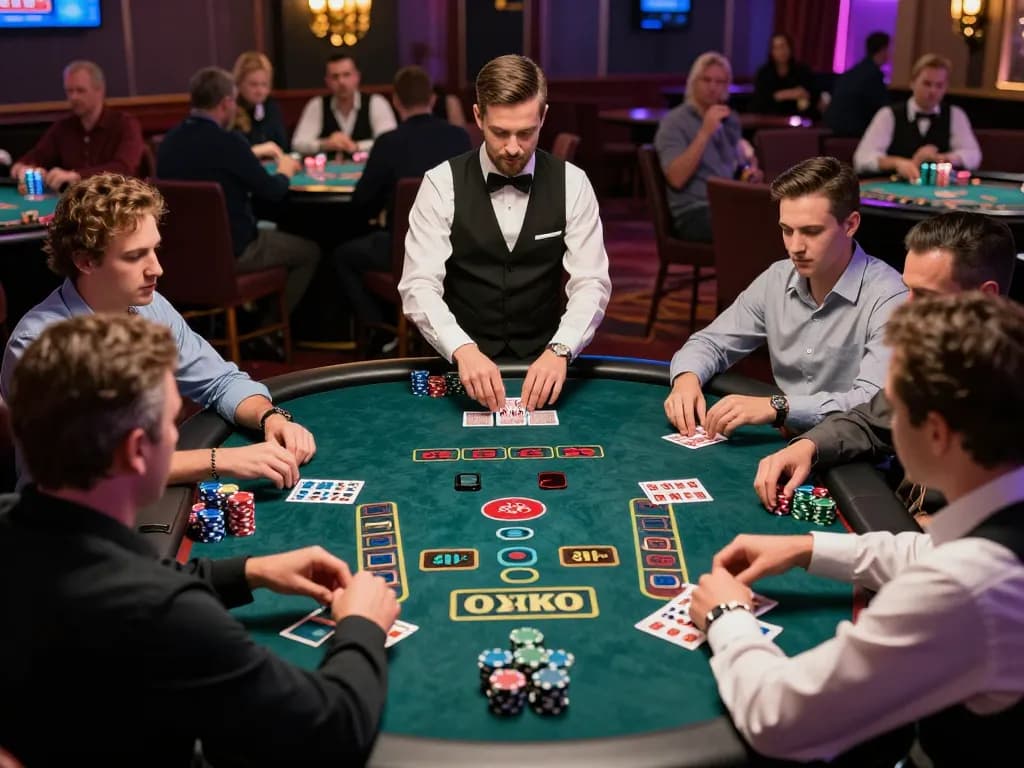 Players strategically engaging in blackjack at the casino, showcasing the sc88 card strategy as chips are stacked