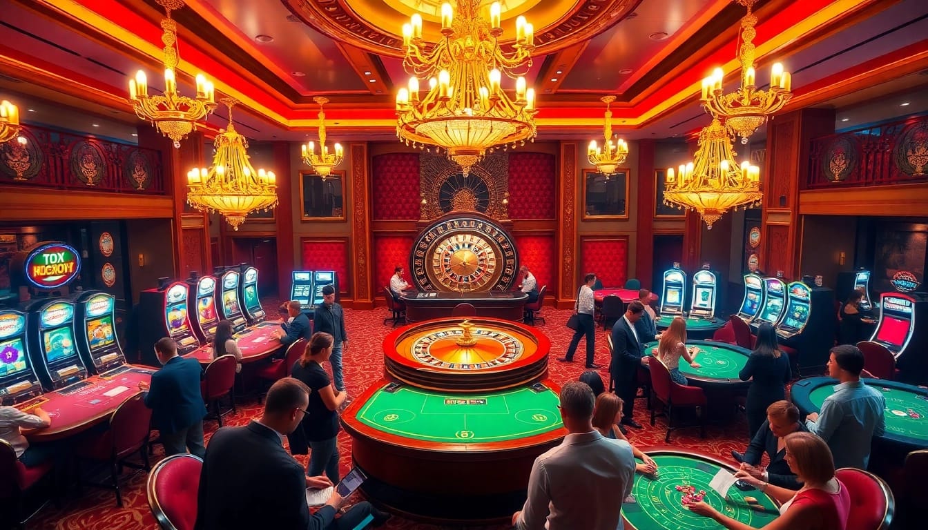 Experience the thrill of betting at https://fa88.exchange/ with an exciting casino scene featuring roulette and slots.