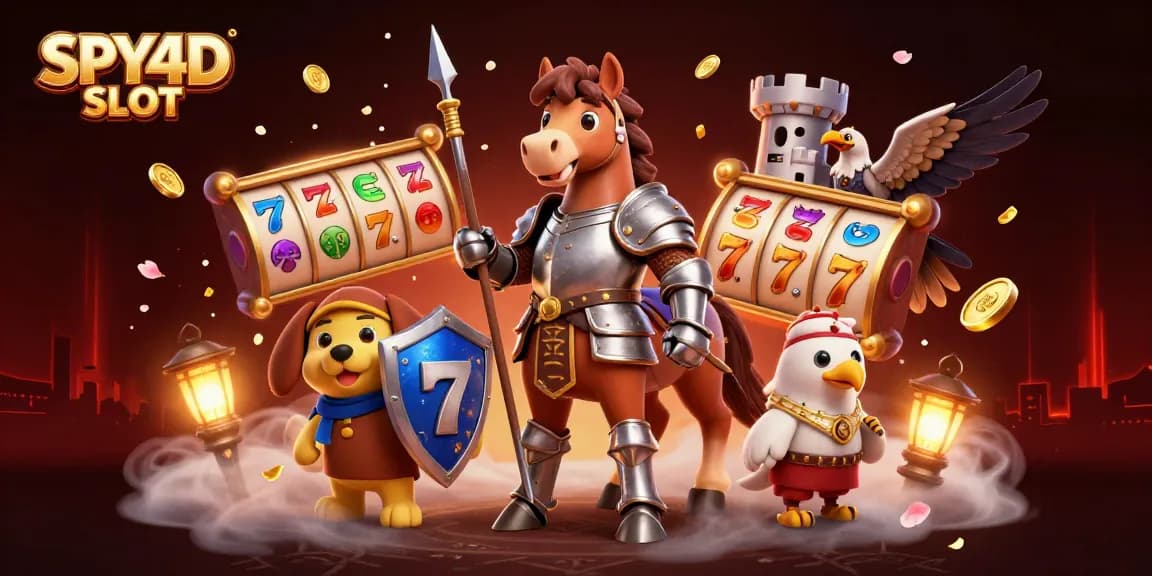 Permainan SPY4D SLOT menghadirkan keberuntungan dengan simbol berkilau dan koin emas yang jatuh, membangkitkan semangat para pemain.