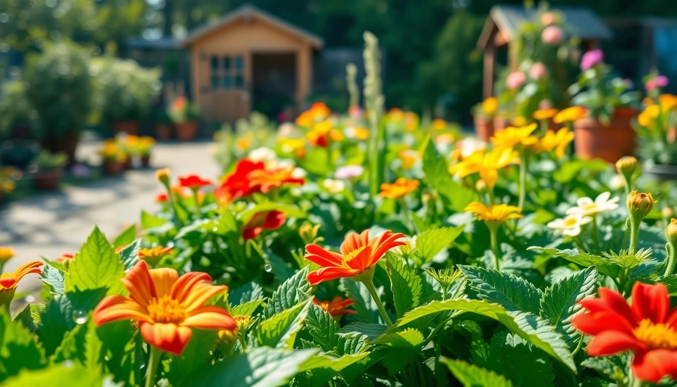 Enhance your Gardening skills with a vibrant garden filled with diverse plants and flowers.
