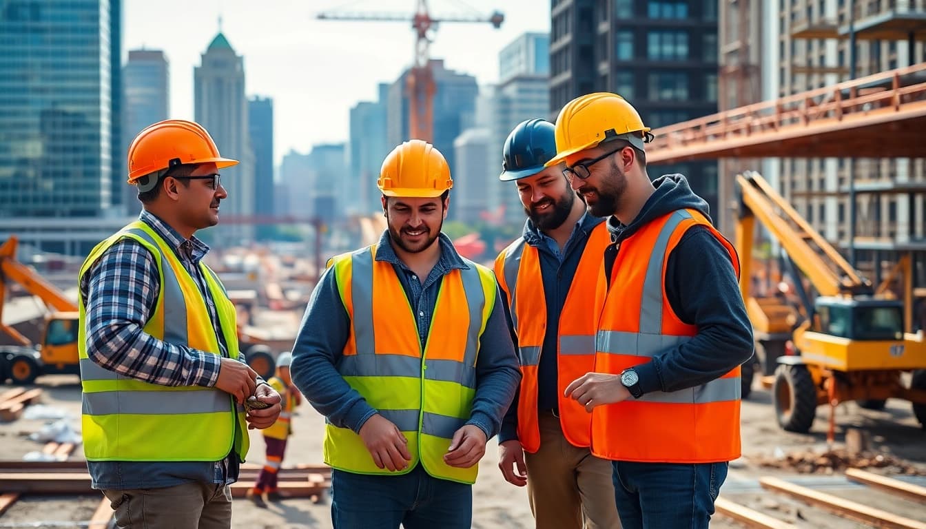 Showcasing a construction association North Carolina professionals working together on a vibrant job site.