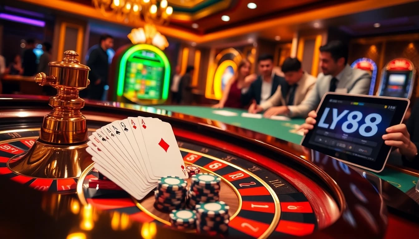 Experience the thrill of FLY88 Link at a luxurious casino featuring roulette, poker, and dynamic gameplay.