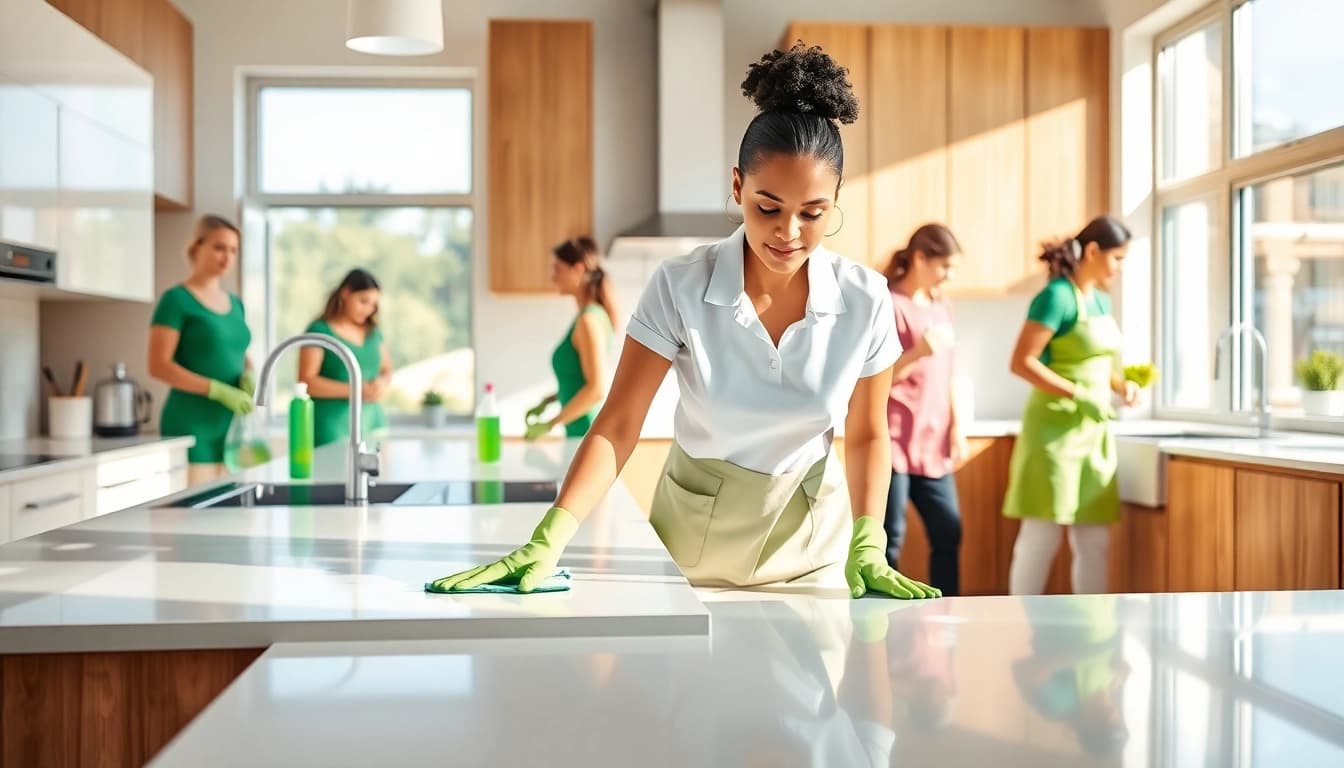 Experience top-tier cleaning services calgary in a vibrant, professional kitchen setting.