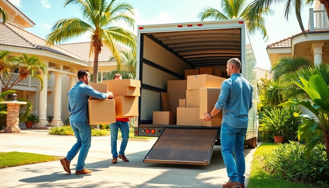 Movers Hilton Head Island SC efficiently loading a moving truck under sunny skies.