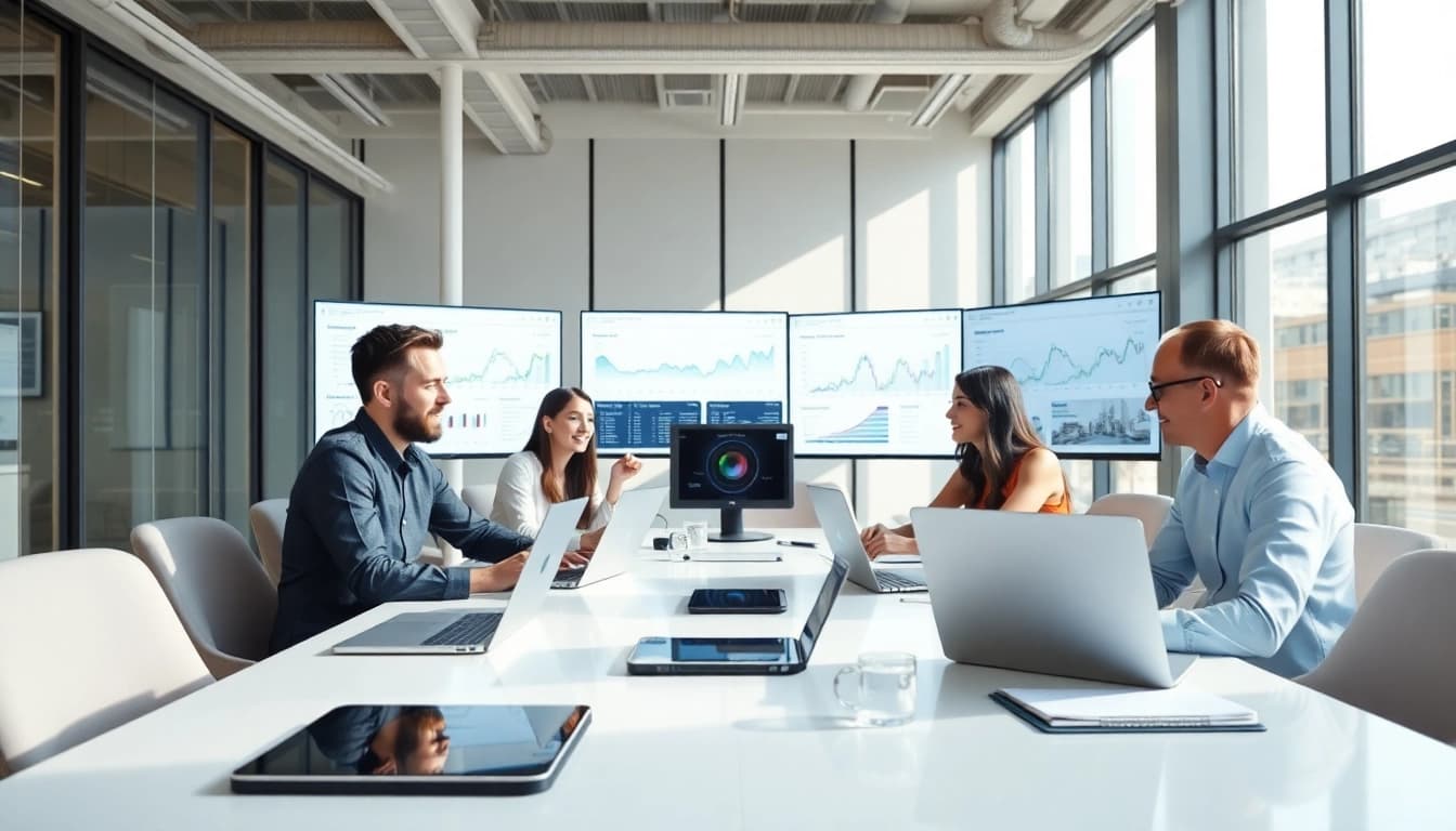 Enhance your search for managed it services near me by observing a professional IT team collaborating.