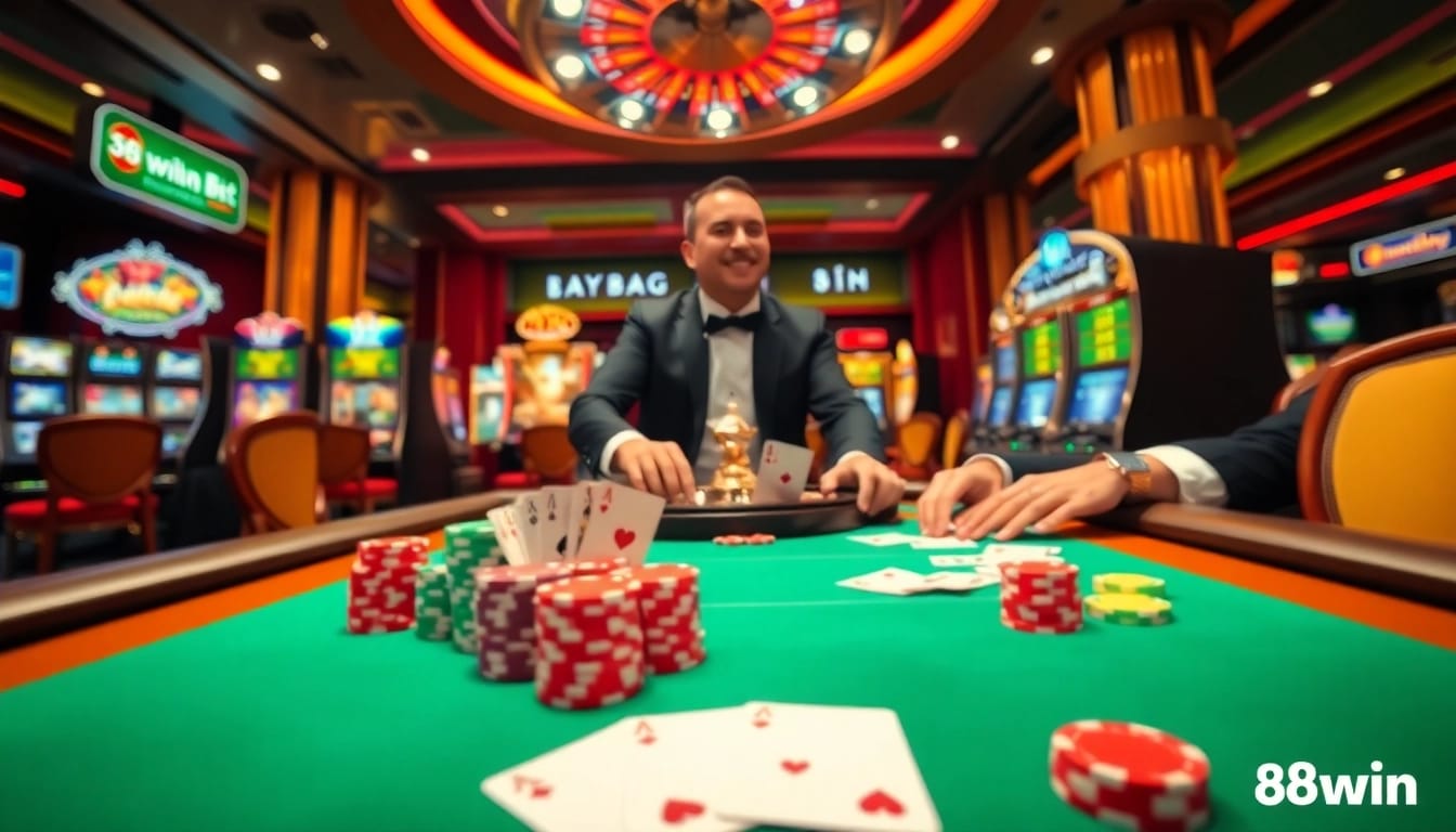 Experience the thrill of live gambling with 68win in a vibrant casino scene filled with excitement.