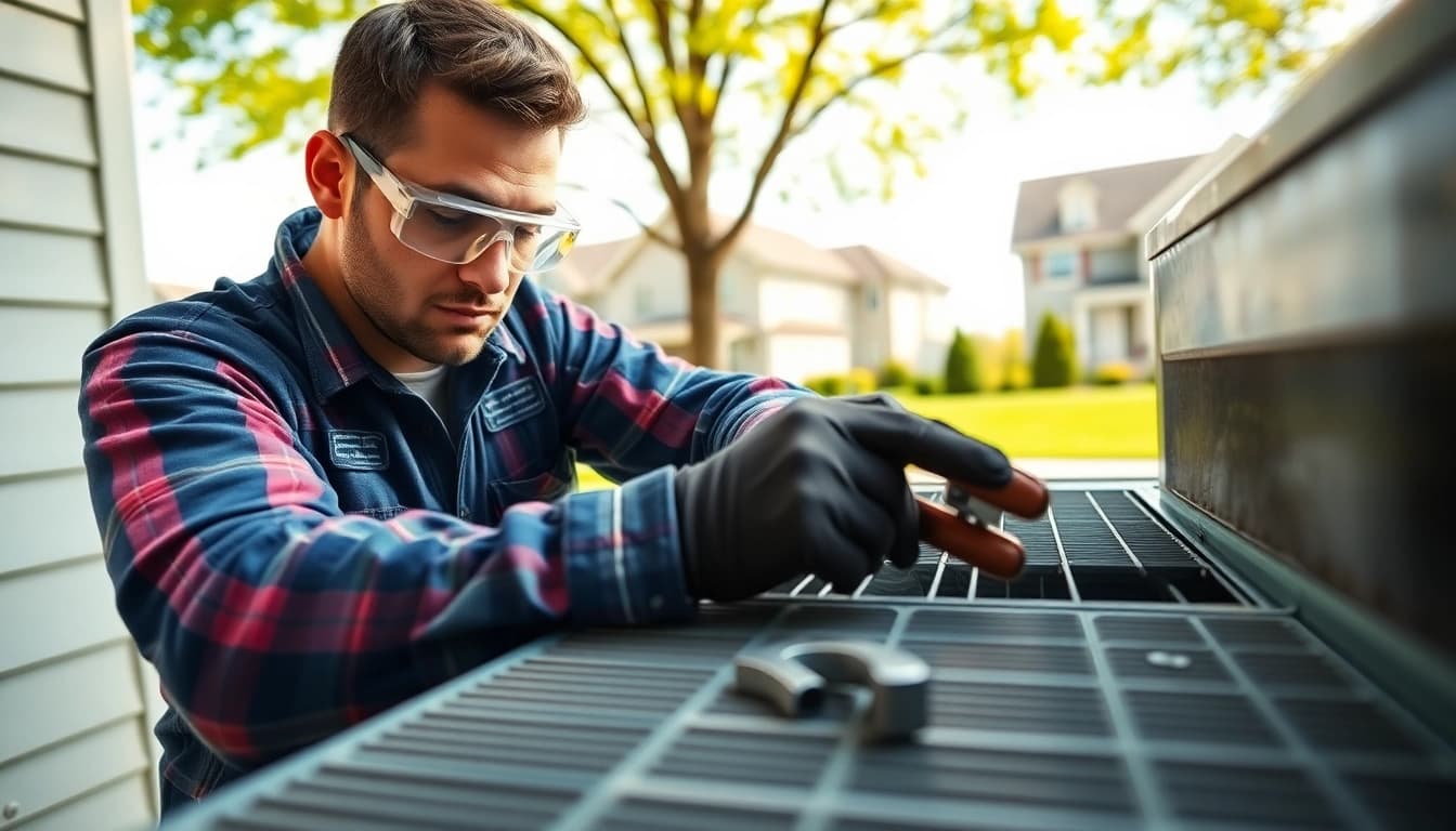HVAC repair Beekman NY technician servicing an air conditioning unit outdoors.
