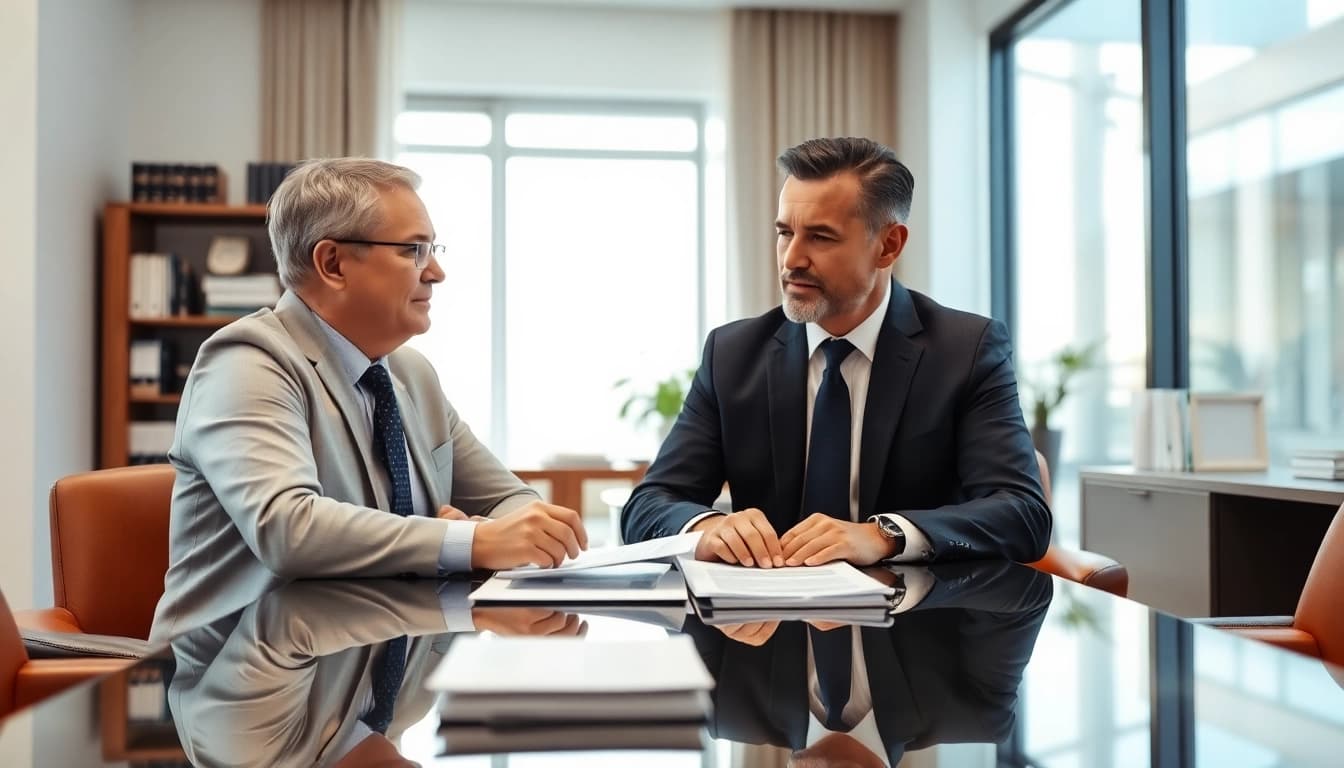 Consultation at https://www.timgrabeattorney.com showcasing attorney and client discussing personal injury case details.
