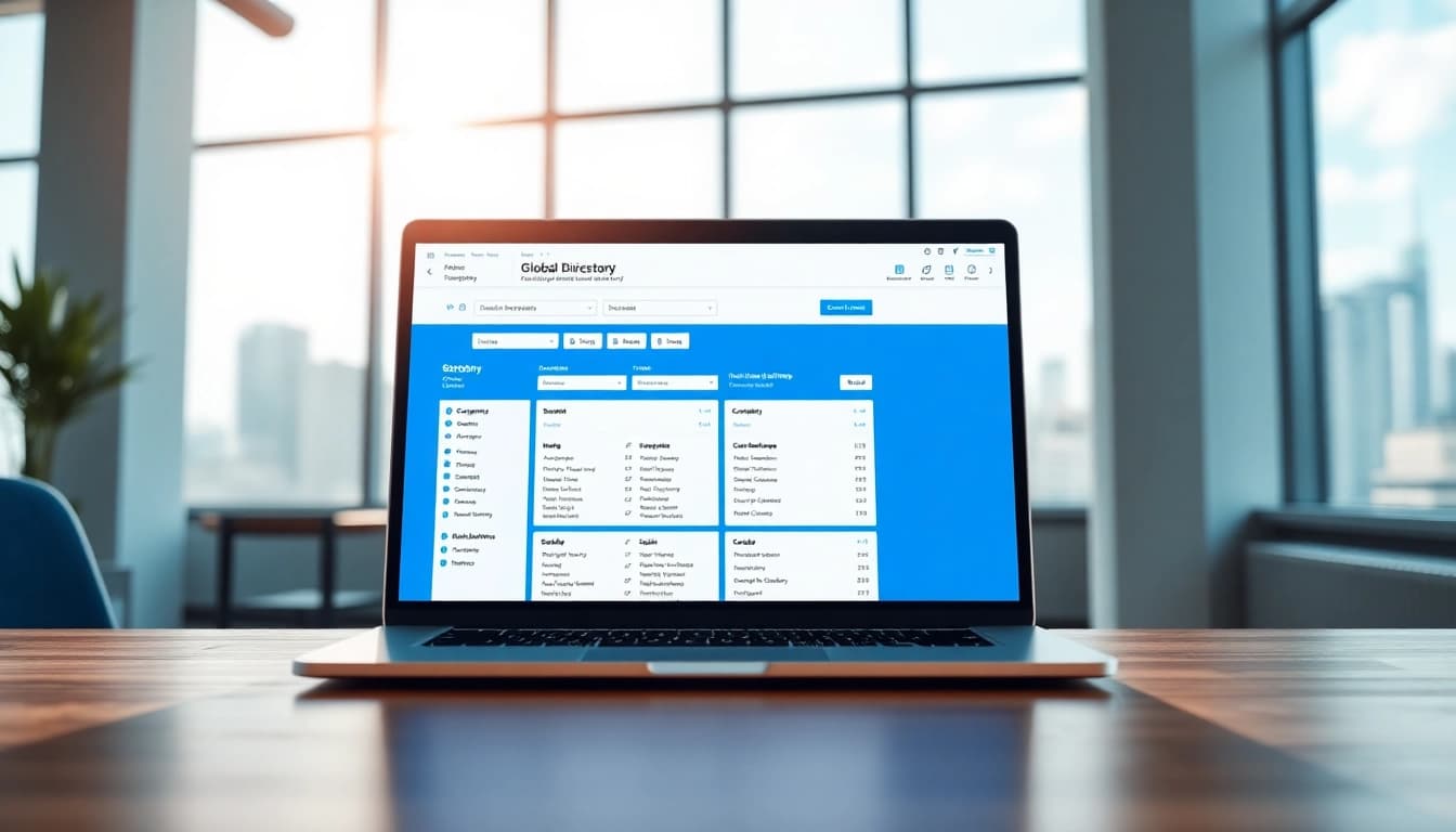 Screenshot of a global business directory showcasing user-friendly interface and company listings.