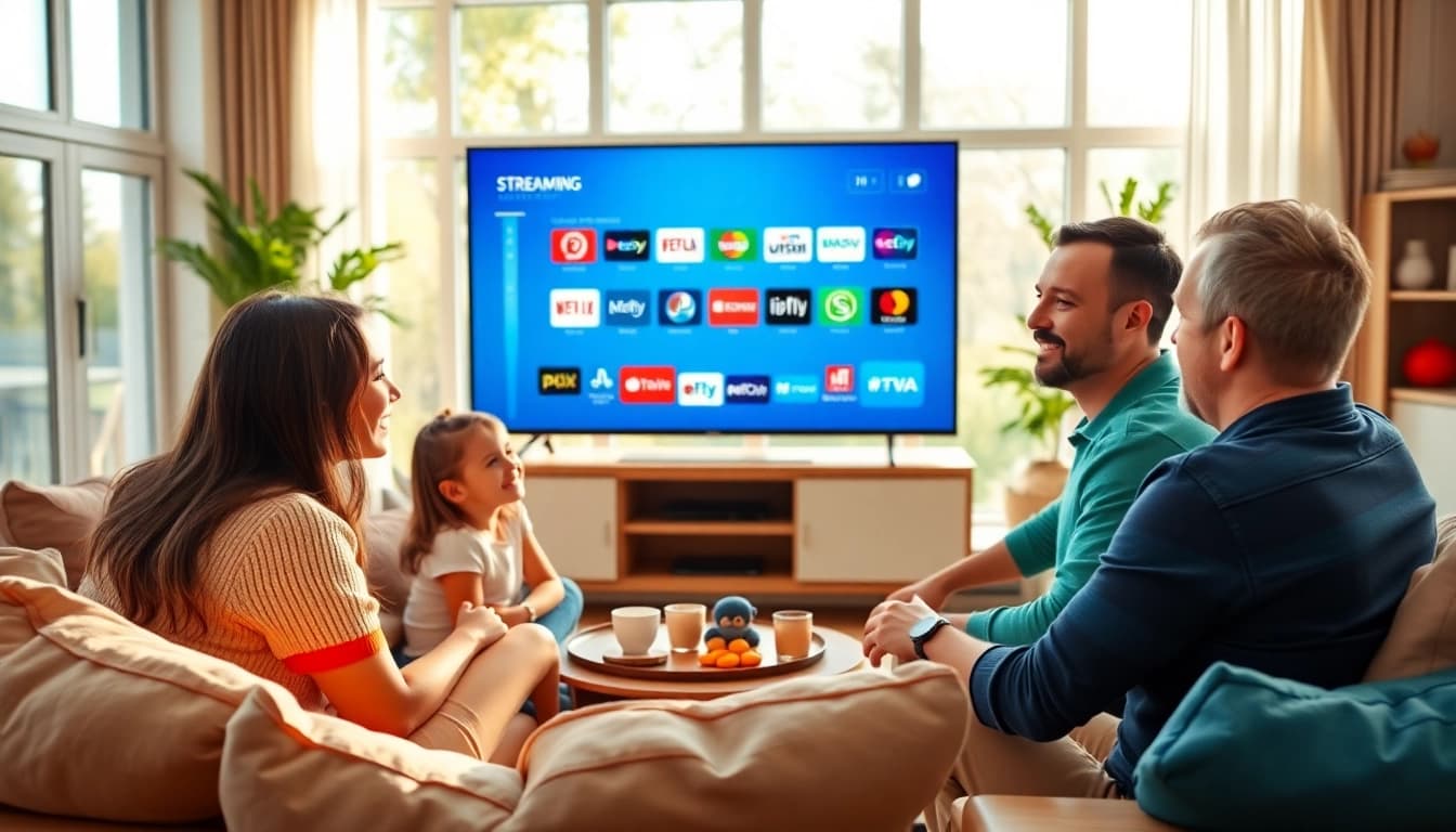 Experience seamless entertainment with https://vizomate.com in a cozy living room setting.