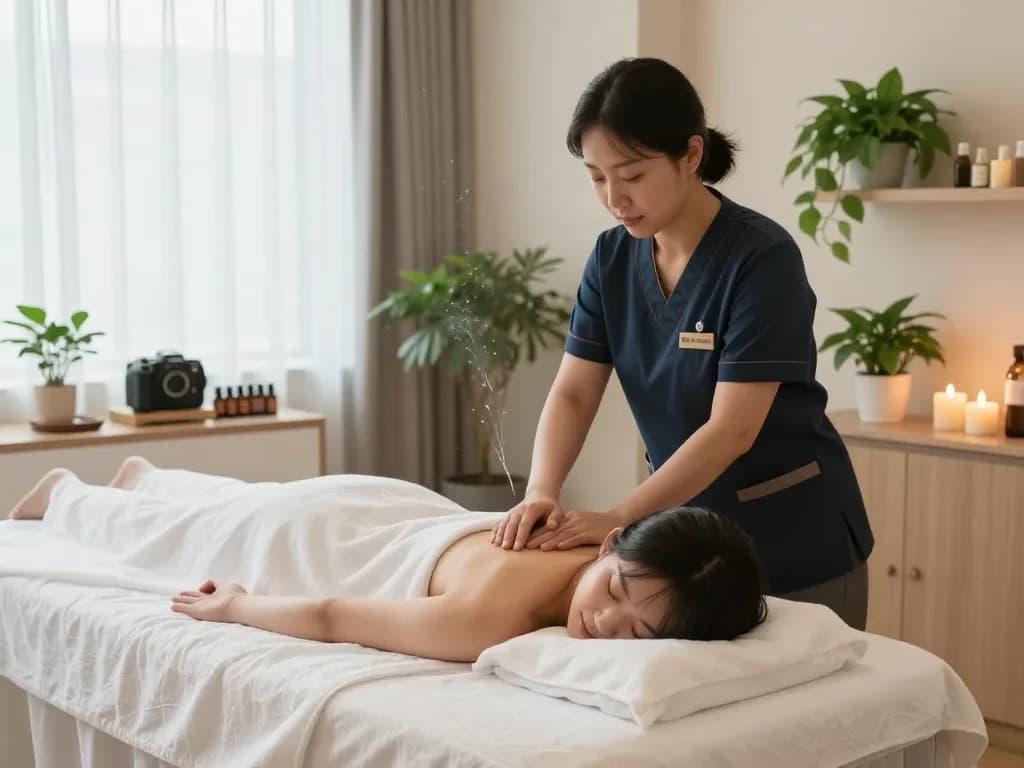 Samsungdong massage therapy in a serene spa environment with essential oils and soft lighting.