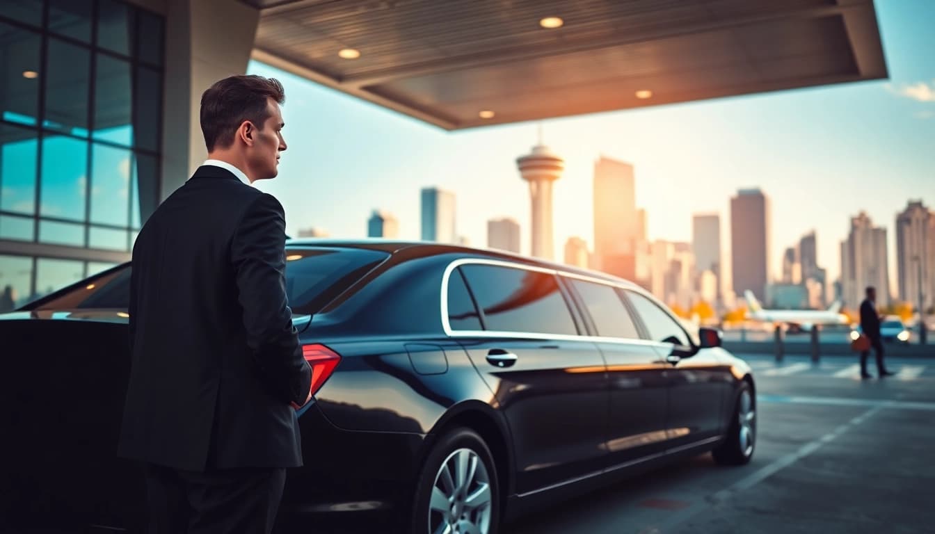 Experience luxury transport with https://www.canadalimotaxi.com in a vibrant urban setting.