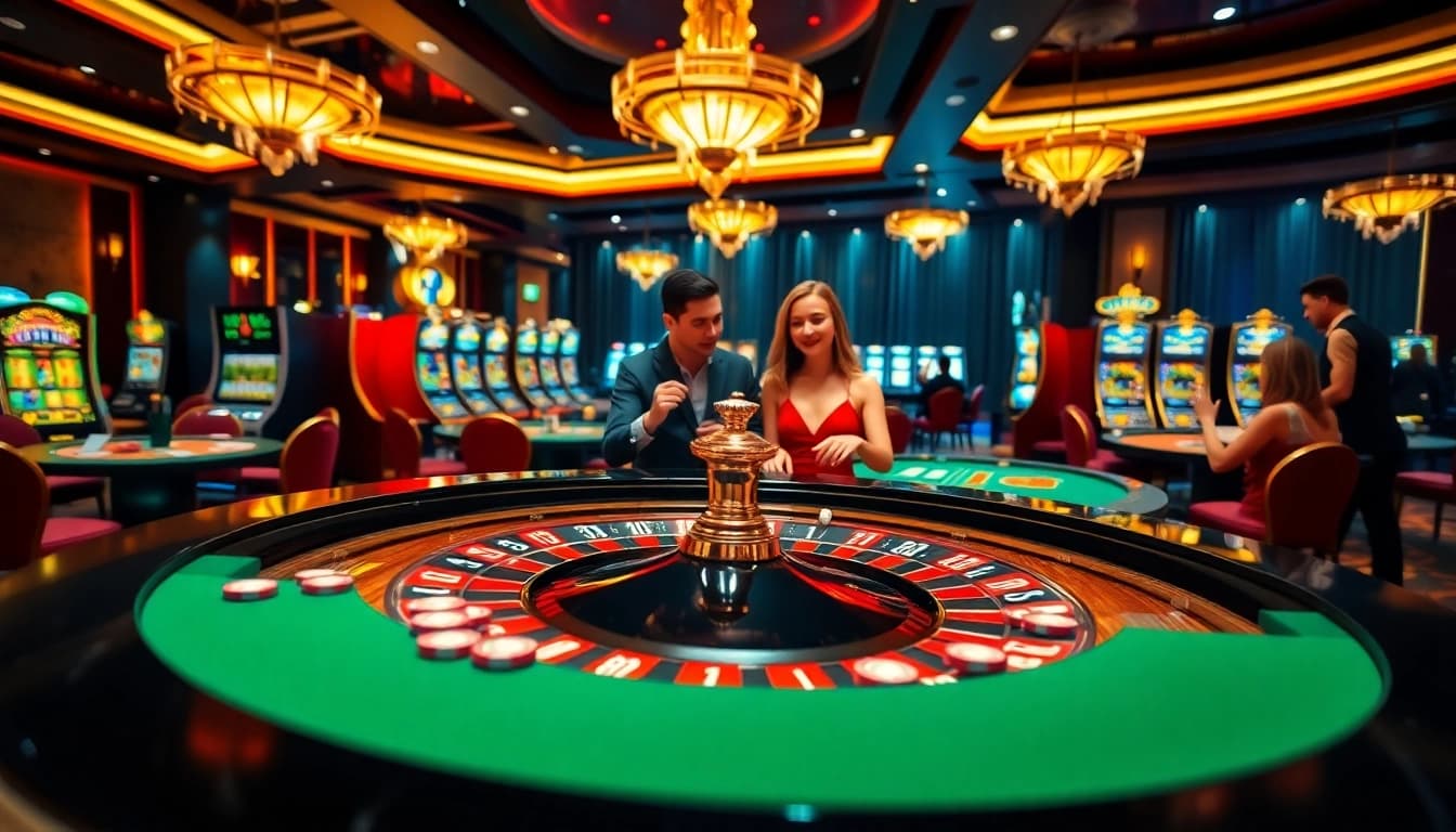 Exciting casino scene at https://rr88.navy/ with roulette, players, and vibrant gaming atmosphere.