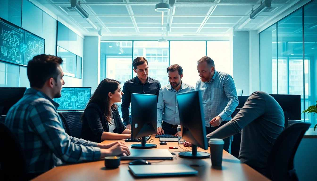 Provide IT Fredericksburg teams collaborating in a modern office with digital technologies.