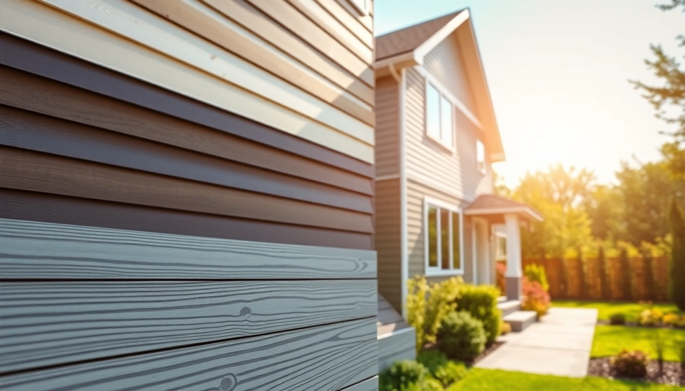Install exterior composite siding on a modern home, showing vibrant colors and textures.