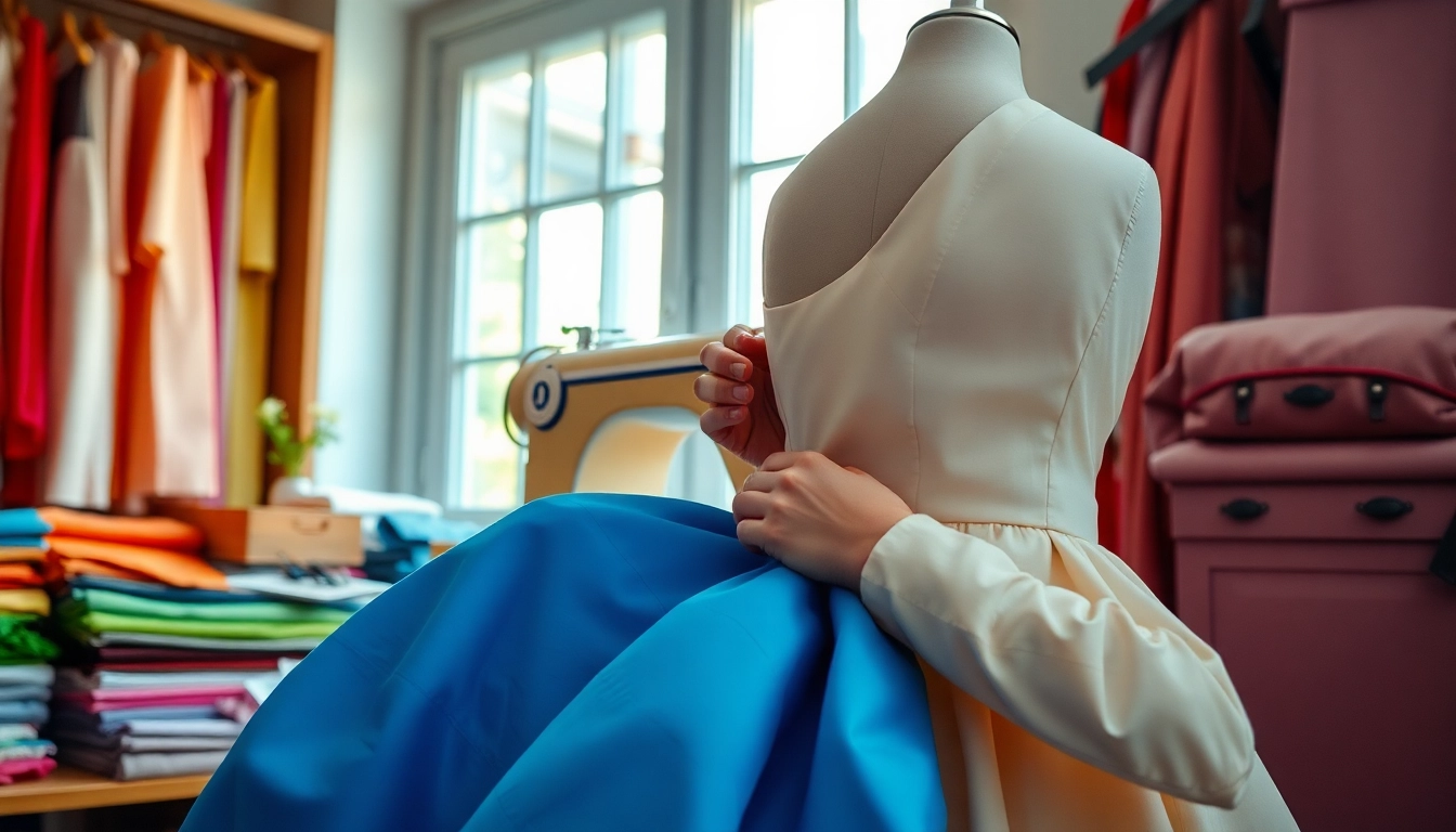 Performing expert alterations in Nashville TN by a skilled tailor with vibrant fabrics.
