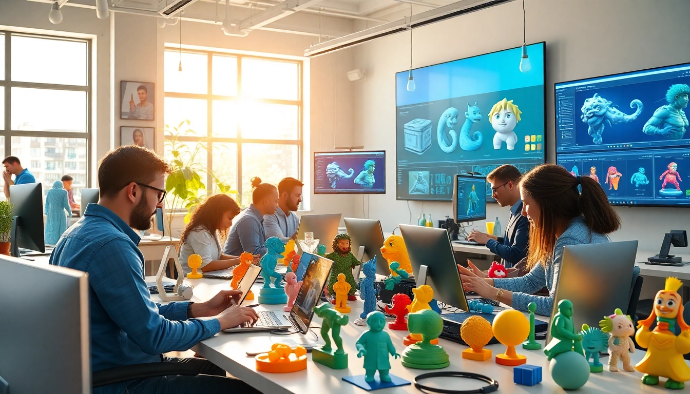 Design team collaborating on creative 3D models at https://www.cubifycreations.com studio environment.