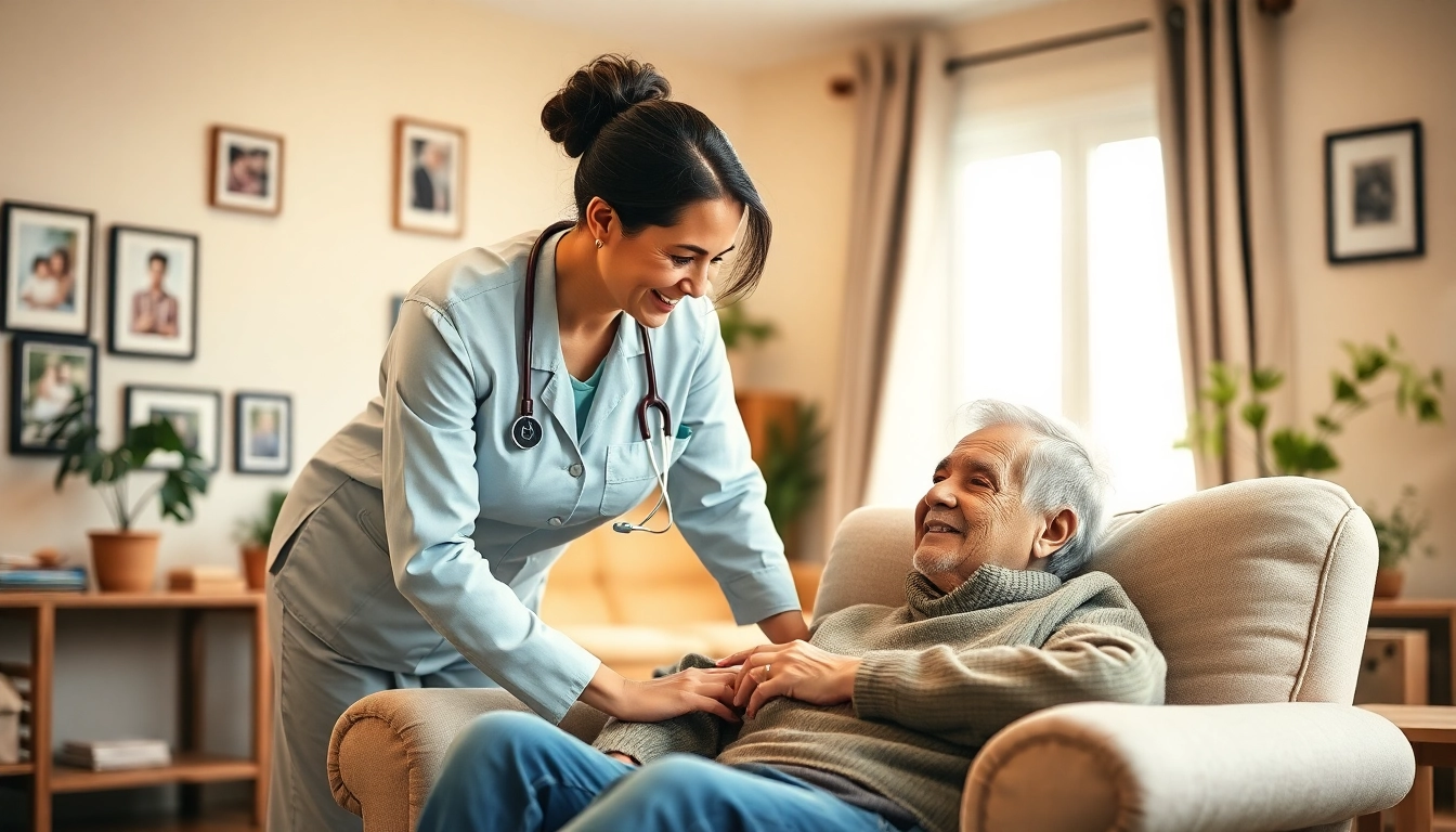 Experience compassionate in home care austin tx with a professional caregiver assisting an elderly man.