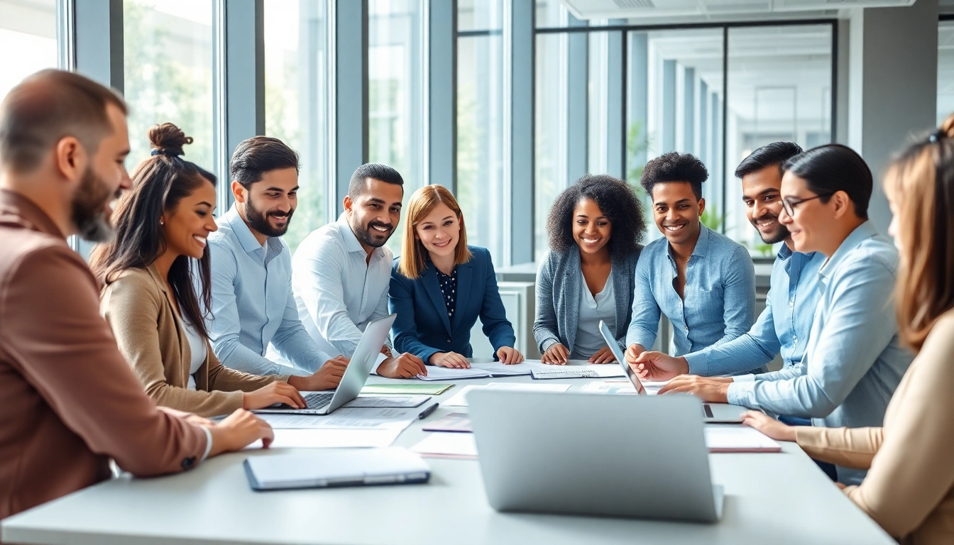 Collaborative corporate professionals showcasing services at https://fidelitycorporate.com in a modern setting.
