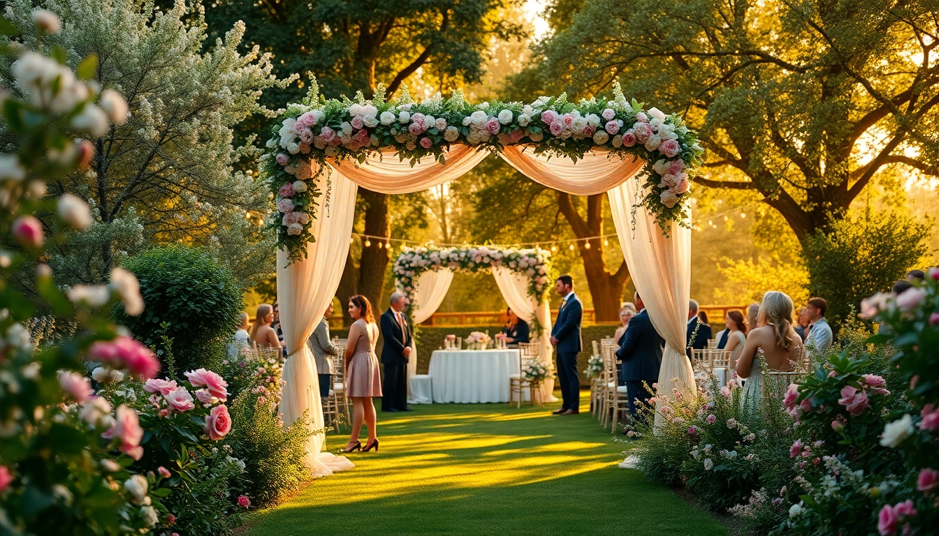 Captivating Weddings Venue with a beautifully decorated ceremony arch surrounded by nature.