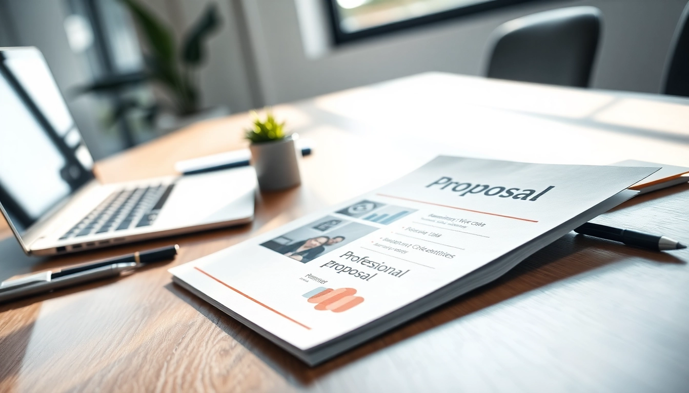 Engaging Customized Proposal Writing document on a stylish desk with modern tools.