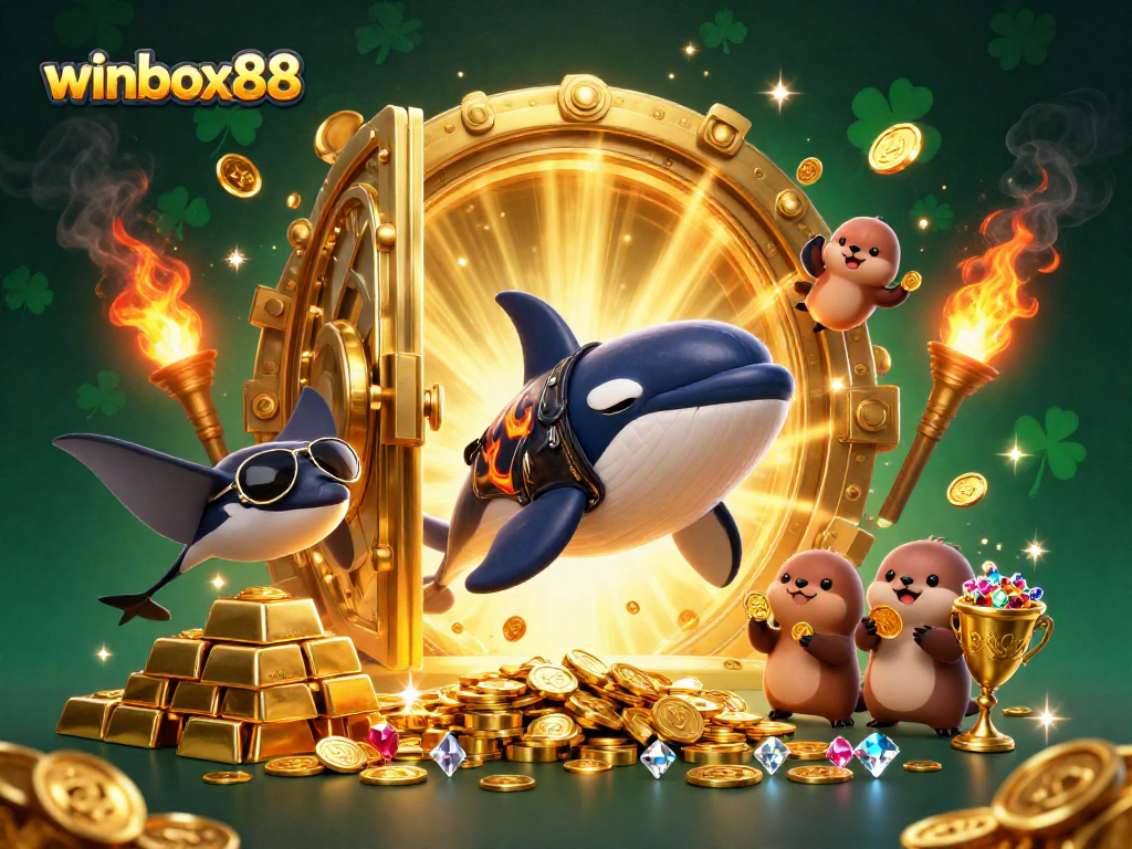 Winbox88 offers a thrilling online casino experience with 3D whale, stingray, and otters celebrating