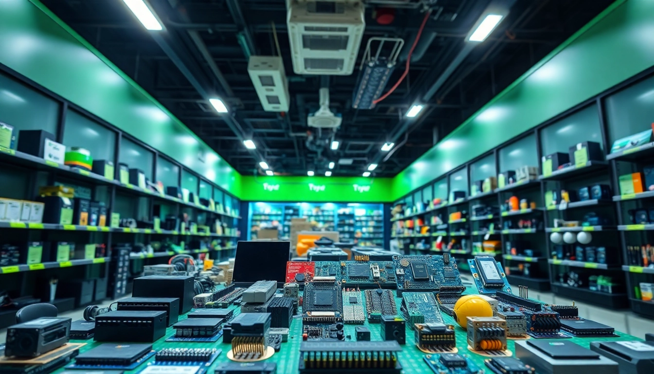 Botland elektronisches Komponenten- und Robotic-Kits Sortiment in einem modernen Geschäft.
