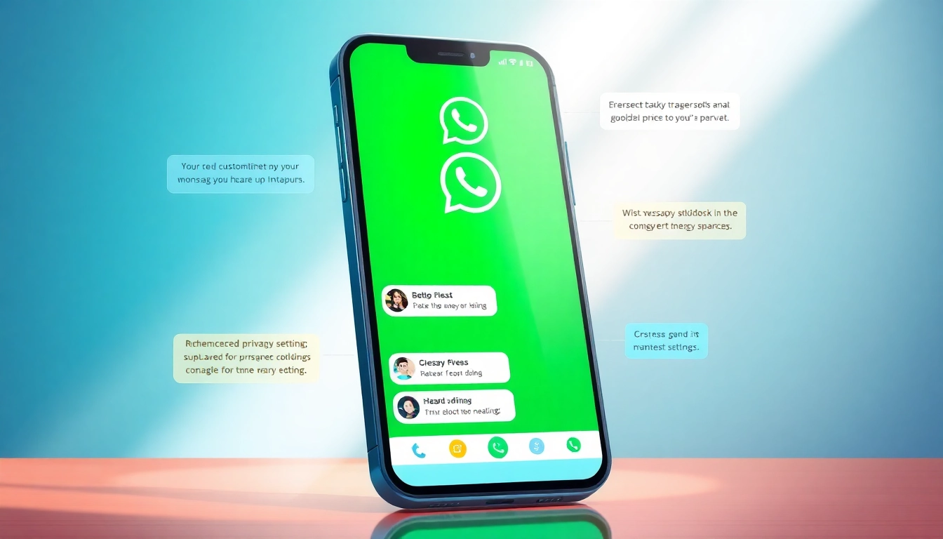 GB WhatsApp app interface displayed on a smartphone highlighting customization features.