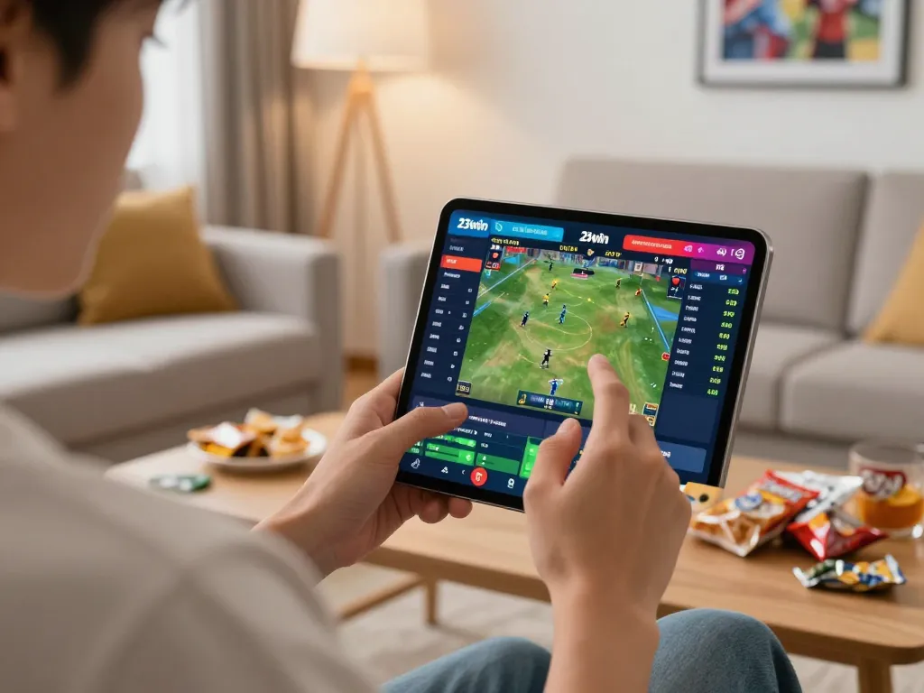 Place bets on 23win from a smartphone while enjoying a vivid sports game at home.
