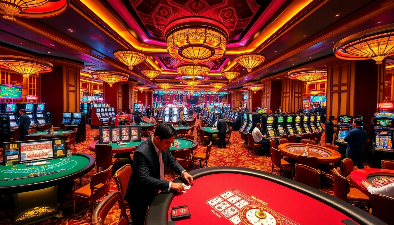 Engaged players enjoying vibrant gaming experiences at https://thabet77.org/ casino tables.