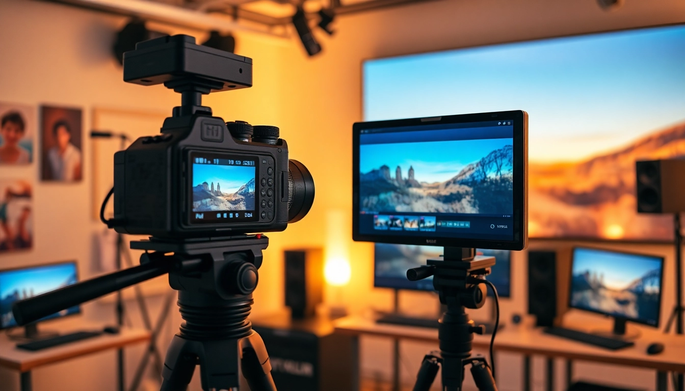 Transforming image to video in a professional studio with dynamic editing setup.