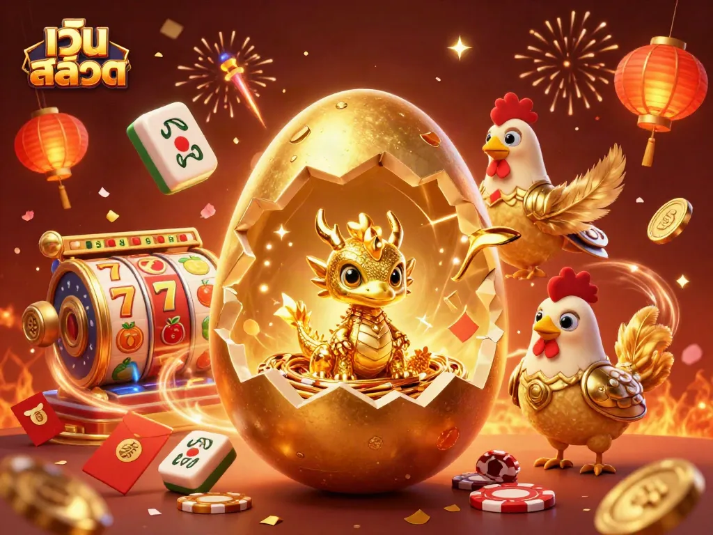 เล่นเกมสล็อตสนุกๆ ที่ เว็บ สล็อต พร้อมมังกรทองและชิปโป๊กเกอร์รอบตัว