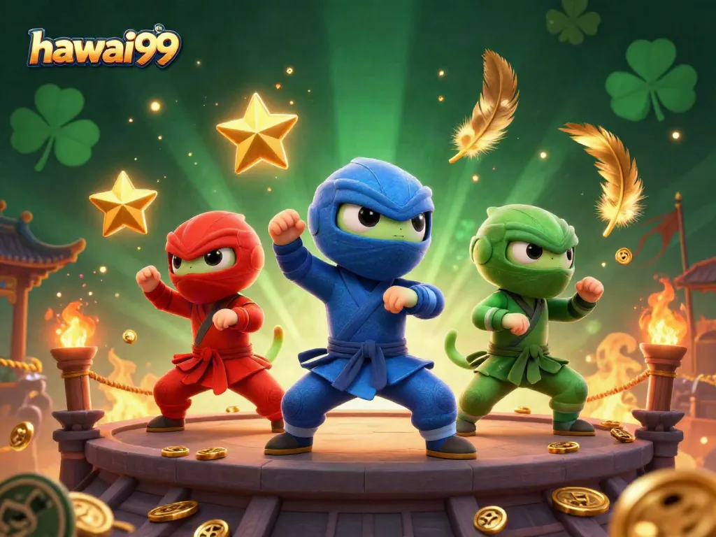 Experience thrilling martial arts action with the hawai99 chameleon team in a vibrant casino arena.