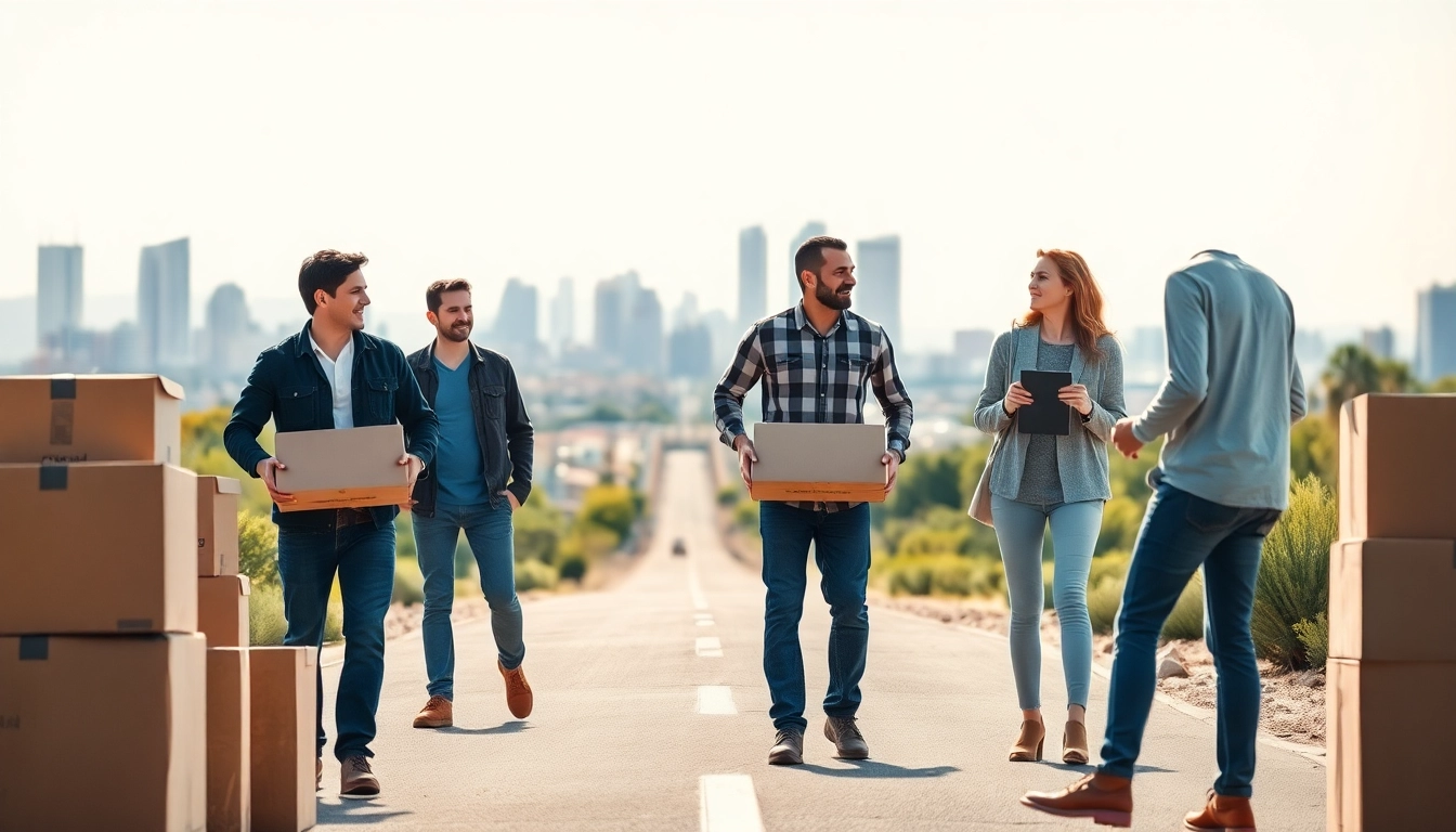 Assisting family with Relocation Services Arizona in a bustling city environment.
