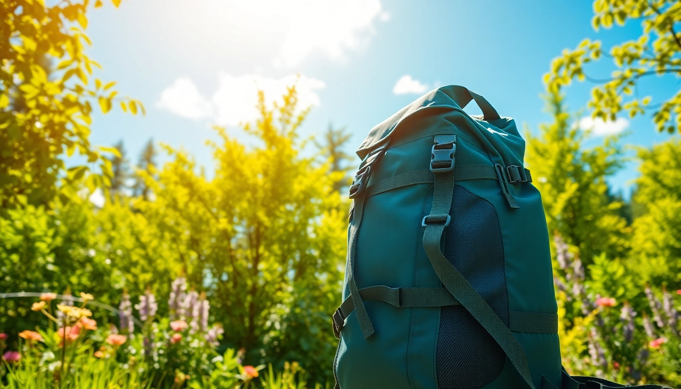 Backpack TGE design featuring multifunctional aspects in an outdoor setting.