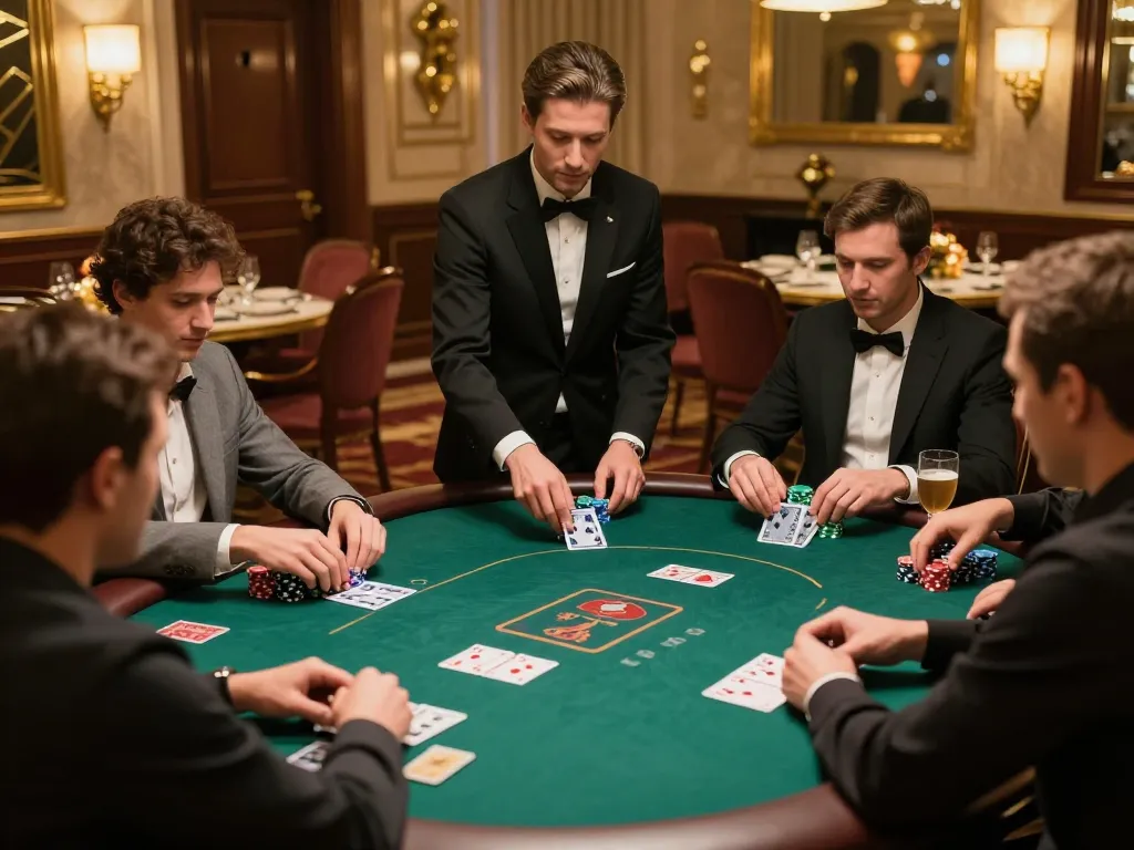 Engaged players in a high-stakes hitclub9 poker game showcasing intense focus and strategic gameplay.