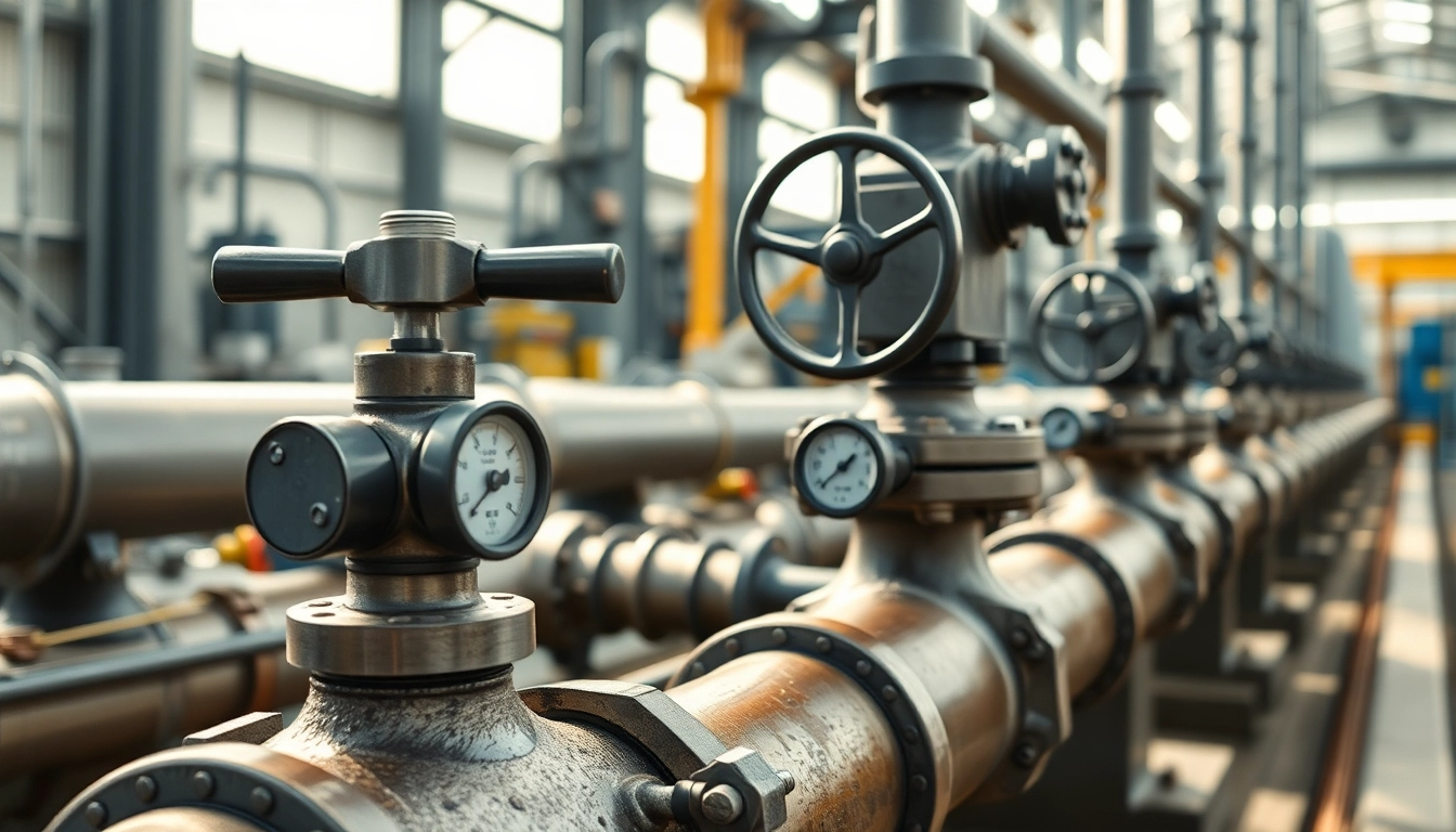 Showcasing industrial water transfer services with precise machinery and piping in a professional setting.