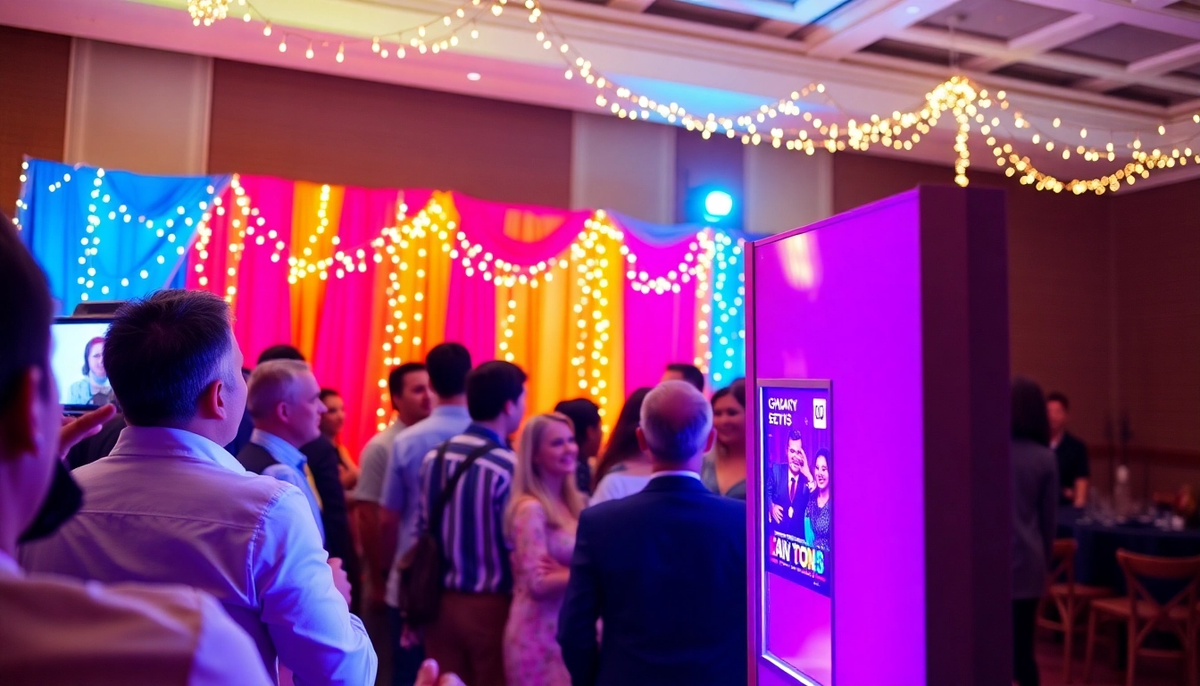Engaging photo booth rental experience at a lively wedding event.