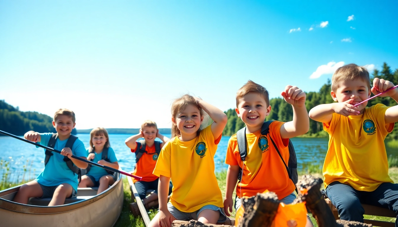 Children experiencing their first time at overnight camps, joyfully participating in outdoor activities.