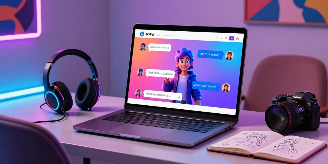 Engaging interaction with an NSFW chat bot on a modern digital interface, showcasing vibrant colors and tech elements.