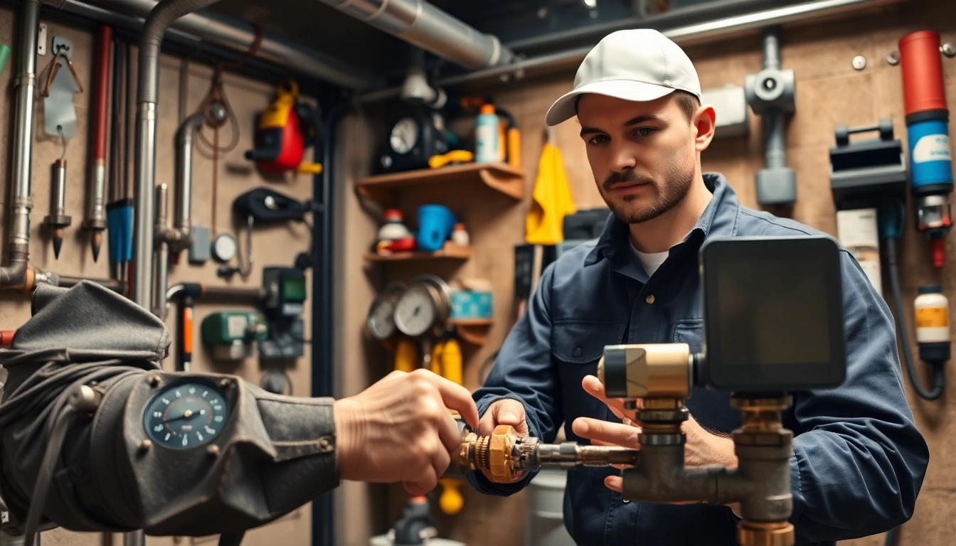 Ensure backflow testing wake forest nc is performed by a professional plumber in a detailed utility room.