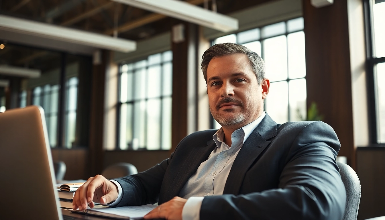 Houston Personal Injury Attorney provides legal guidance with a confident demeanor in a professional setting.