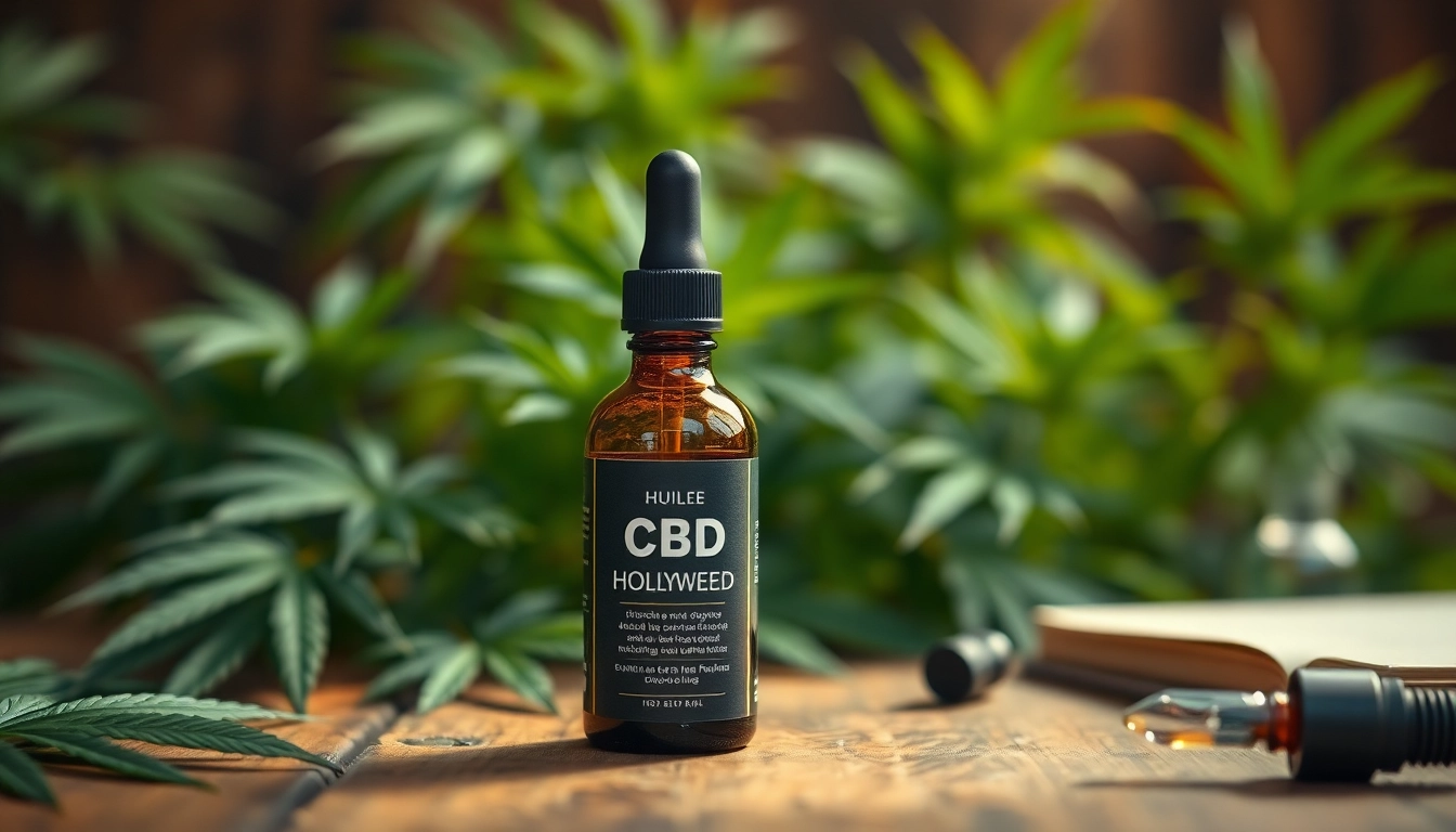 Aggregator of huiles cbd hollyweed presenting premium quality amidst a rustic ambiance.