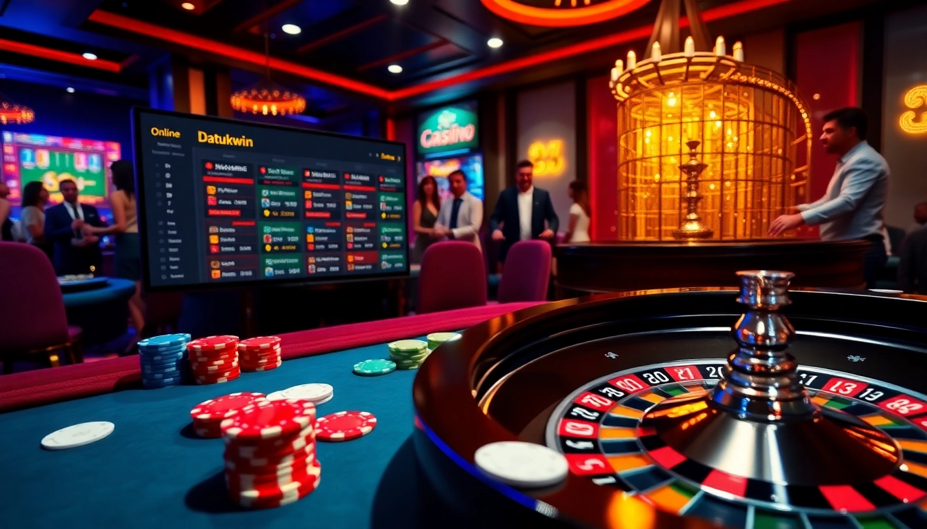 Rasakan ketegangan permainan datukwin bersama para profesional di meja poker yang ramai dalam suasana kasino.