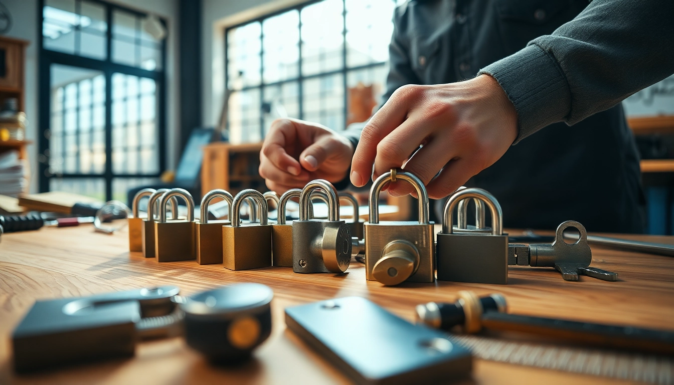 Craftsman skilled in locksmithing with tools from https://www.dakenlocks.com, showcasing high-security locks.