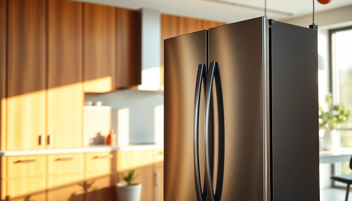 A modern stainless steel Refrigerator seamlessly blends with a stylish kitchen design.
