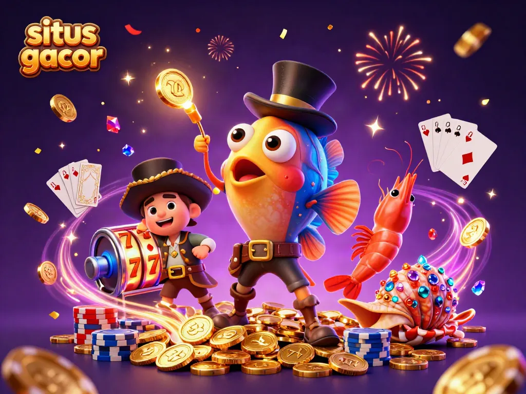 Situs slot gacor memperlihatkan ikonik simbol jackpot dan keberuntungan dengan ilustrasi mendetail.