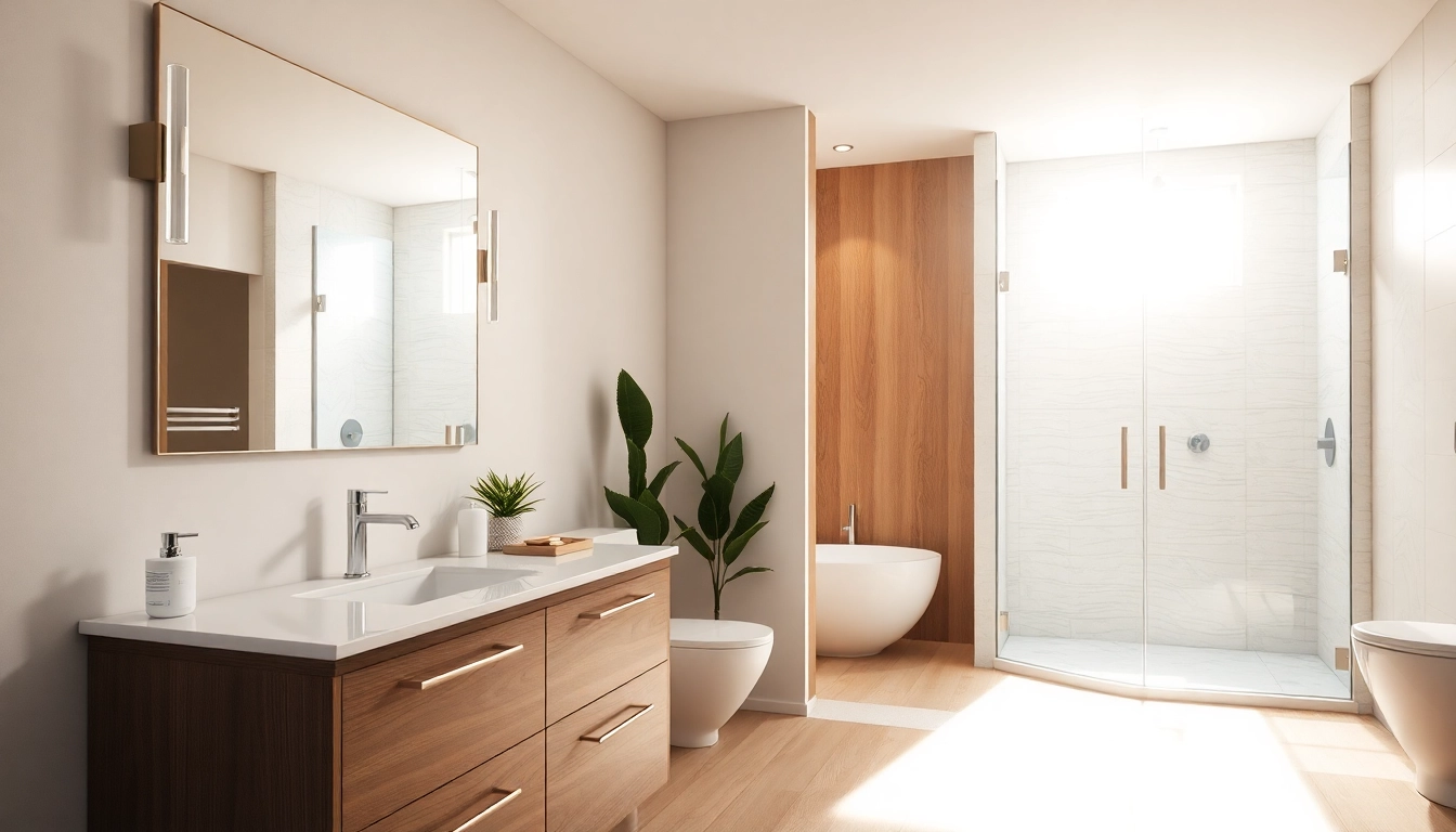 Bathroom renovations near me showcasing modern design and bright, welcoming atmosphere.